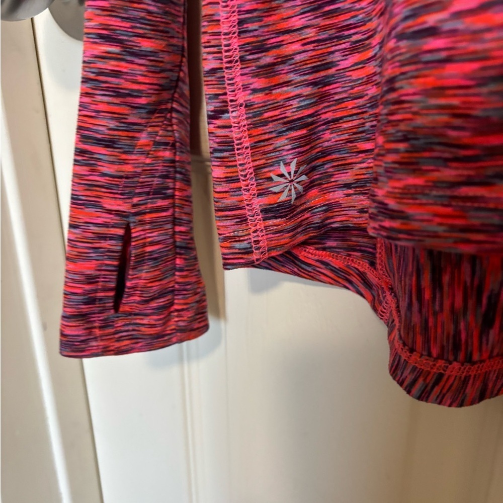 Athleta 1/4 Zip Pullover Pink Orange Running Thumbhole top - Picture 3 of 7